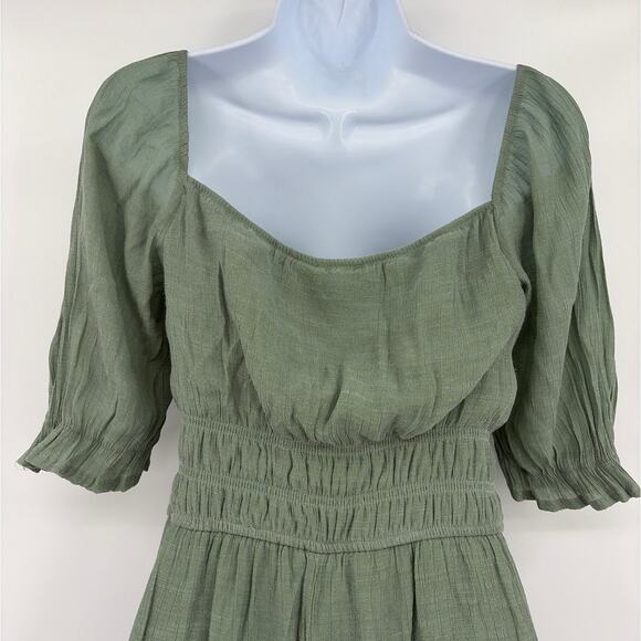 Trixxi Milkmaid Prairie Dress Sz L Sage Cottagecore Tiered Romantic Midi Boho - Picture 7 of 11